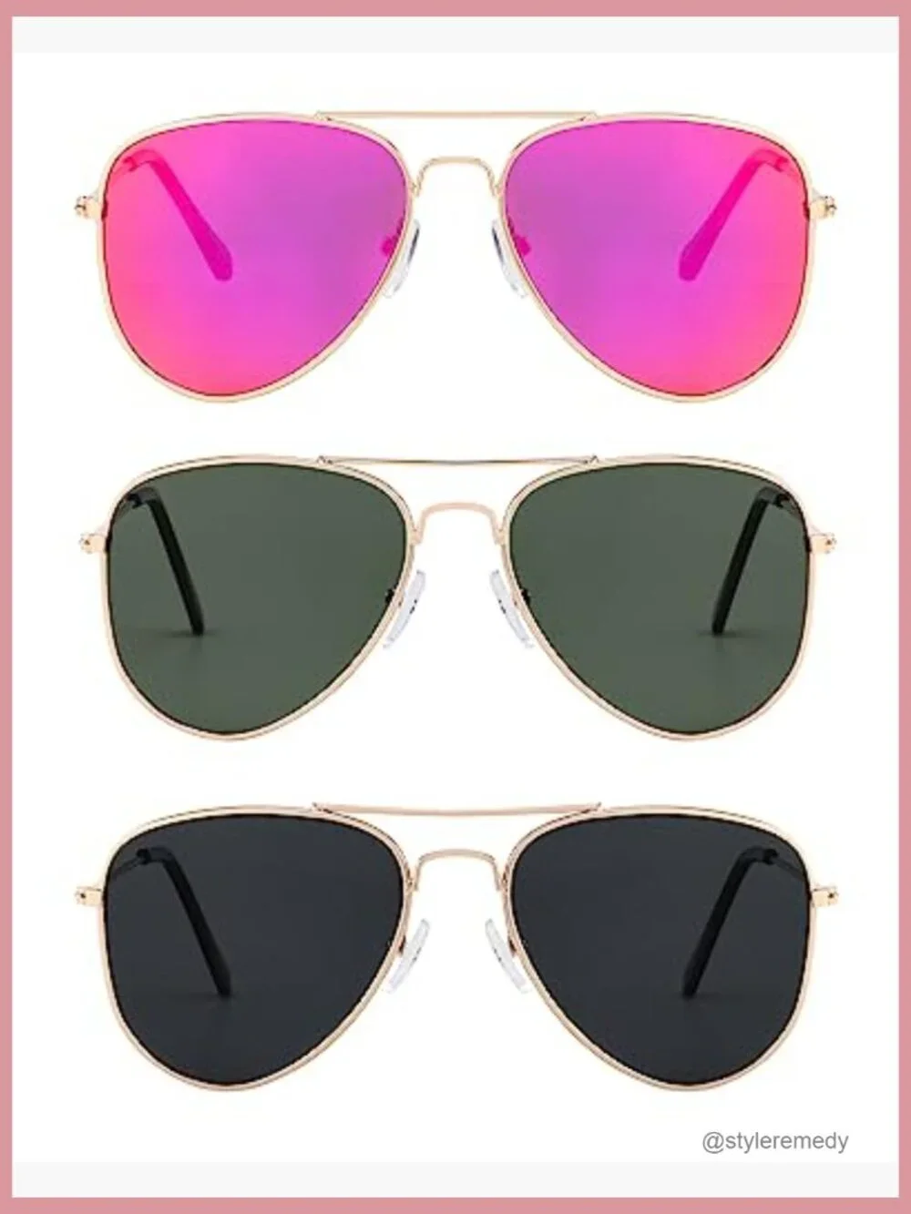 Metal Frame Polarized Aviator Sunglasses Multi-Pack Kids